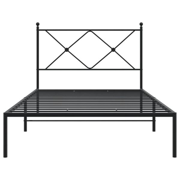 vidaXL Cadre de lit métal sans matelas avec tête de lit noir 100x190cm