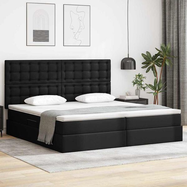 vidaXL Lit de Rangement Noir 200 x 200 cm Cuir synth&eacute;tique