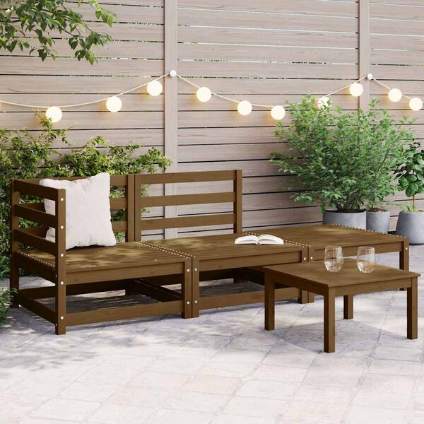 vidaXL Salon de jardin 3 pcs marron miel bois de pin massif