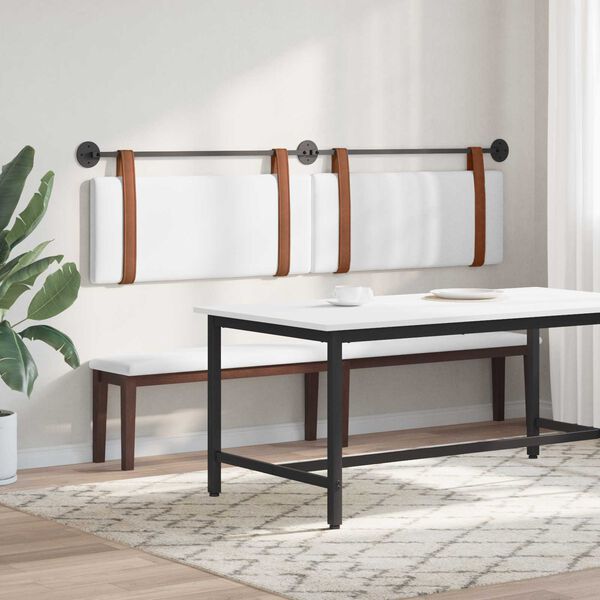 vidaXL T&ecirc;te de lit suspendue Uni Blanc 210 x 55 x 5 cm PU antique