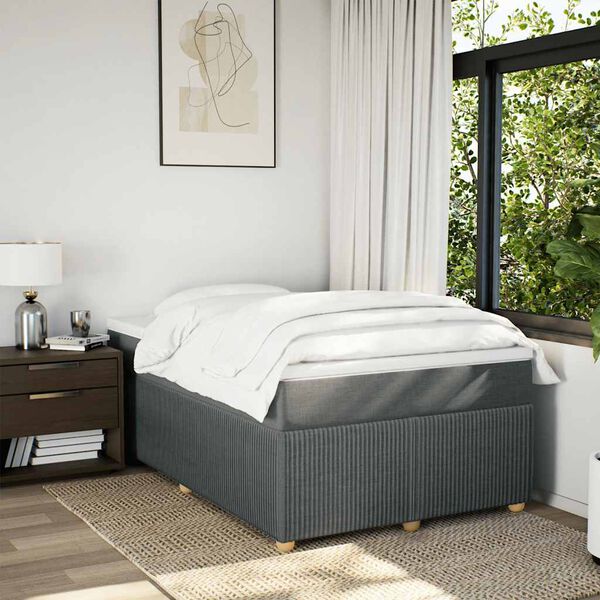 vidaXL Sommier &agrave; lattes de lit avec matelas Gris fonc&eacute; 120x200cm Tissu