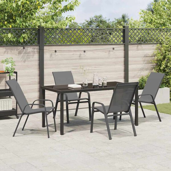 vidaXL Ensemble de salle &agrave; manger pour jardin 5 pcs Gris