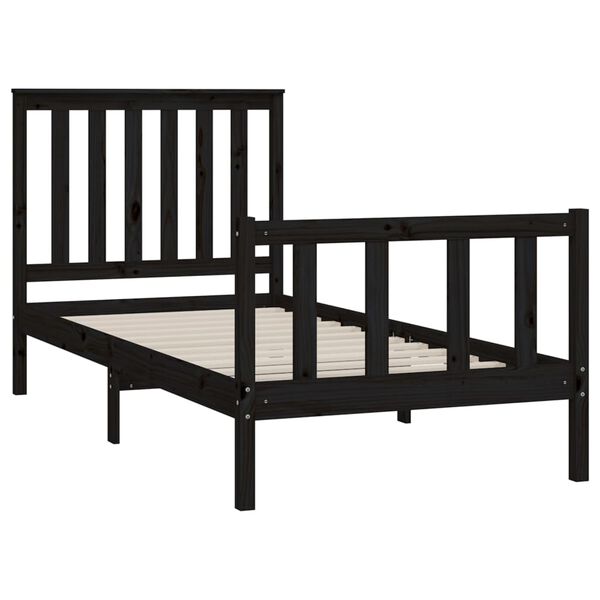 vidaXL Cadre de lit sans matelas noir 90x200 cm bois de pin massif
