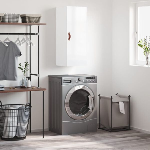 vidaXL Armoire murale blanc brillant 34,5x34x90 cm