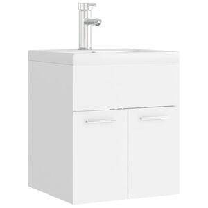 vidaXL Armoire d'&eacute;vier avec lavabo int&eacute;gr&eacute; Blanc Bois d'ing&eacute;nierie