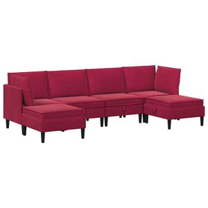 vidaXL Ensemble de meubles pour le salon 6 pc Bordeaux Velours