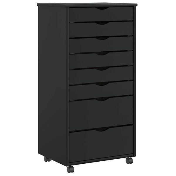 vidaXL Armoire roulante avec tiroirs MOSS noir bois de pin solide