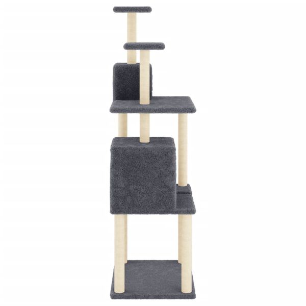 vidaXL Arbre à chat avec griffoirs en sisal Gris foncé 167 cm