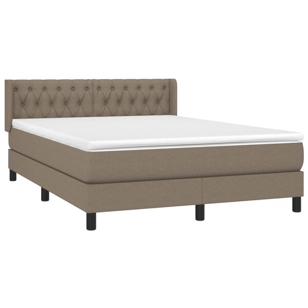vidaXL Sommier &agrave; lattes de lit avec matelas Taupe 140x200 cm Tissu