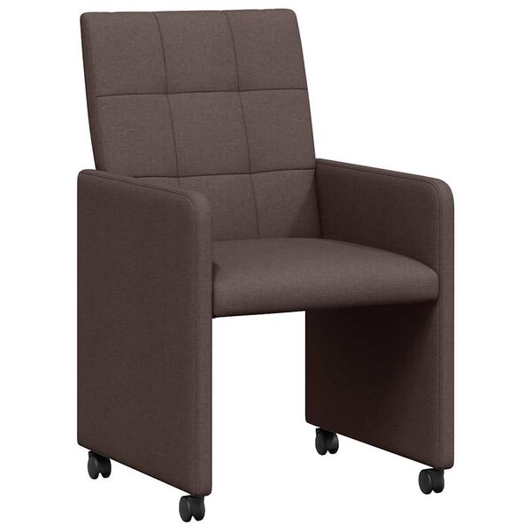 vidaXL Chaises de Salle &agrave; Manger avec Roues 2 pcs Marron fonc&eacute;