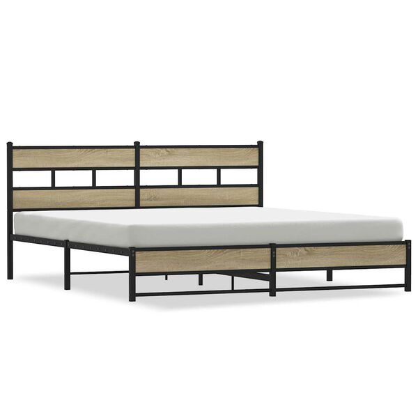 vidaXL Cadre de lit en m&eacute;tal sans matelas ch&ecirc;ne sonoma 193x203 cm