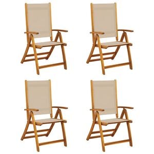 vidaXL Chaises pliables de jardin lot de 4 bois d'acacia et textil&egrave;ne