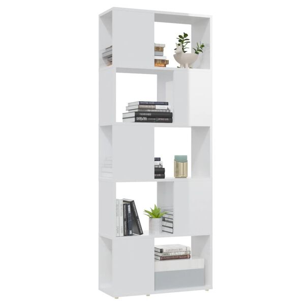 vidaXL Biblioth&egrave;que/S&eacute;parateur de pi&egrave;ce Blanc brillant 60x24x155 cm