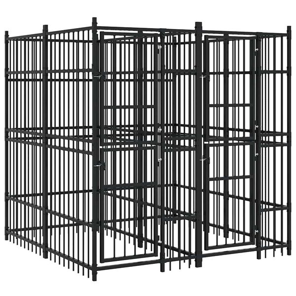 vidaXL Chenil d'ext&eacute;rieur pour chiens Acier 3,69 m&sup2;