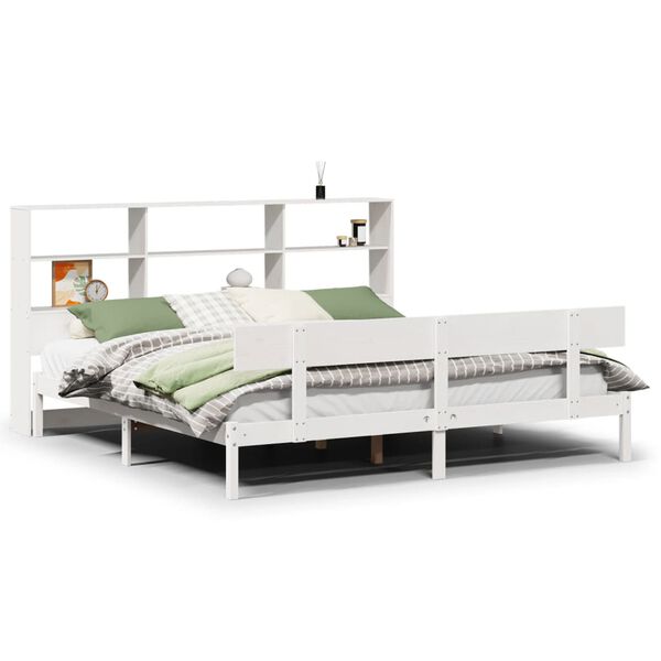 vidaXL Lit biblioth&egrave;que sans matelas blanc 180x200 cm bois pin massif