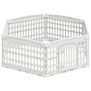 vidaXL Parc de Jeu pour Chiens &agrave; 6 Panneaux 122 x 106,5 x 40 cm Blanc