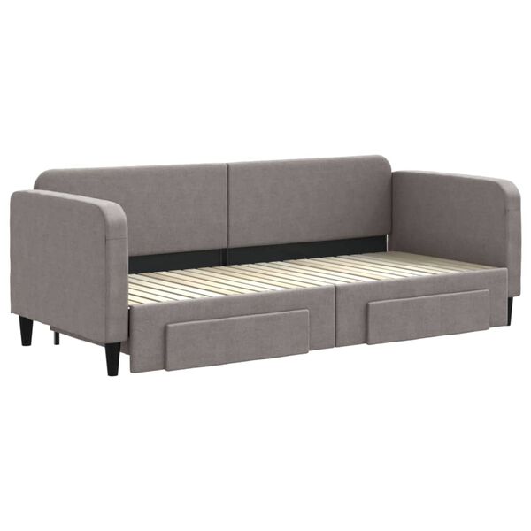 vidaXL Lit de jour avec gigogne et tiroirs sans matelas taupe 80x200cm