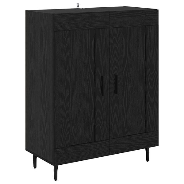 vidaXL Buffet Ch&ecirc;ne noir 69,5 x 34 x 90 cm Bois d'ing&eacute;nierie et fer