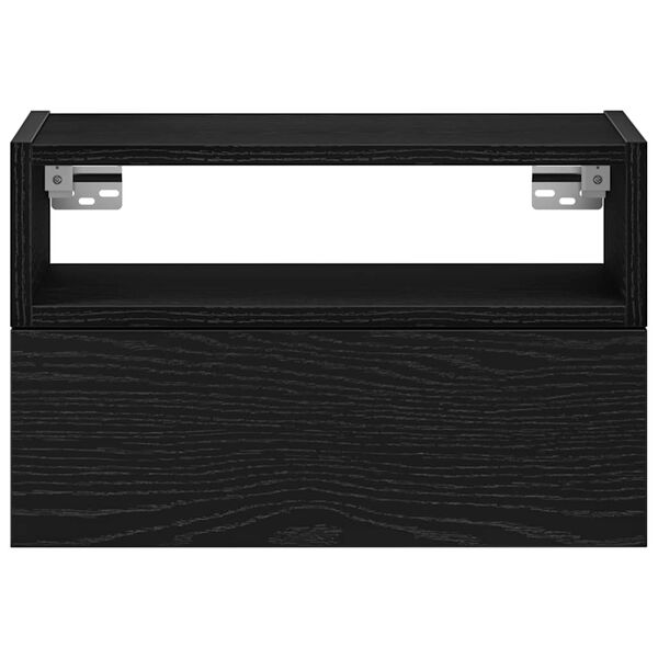 vidaXL Table de chevet murale noir 45x26x28,5 cm