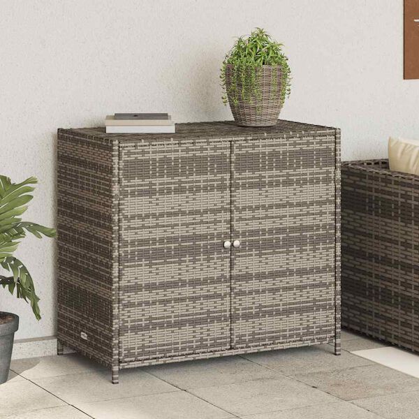 vidaXL Armoire de rangement de jardin gris 83x45x76 cm r&eacute;sine tress&eacute;e