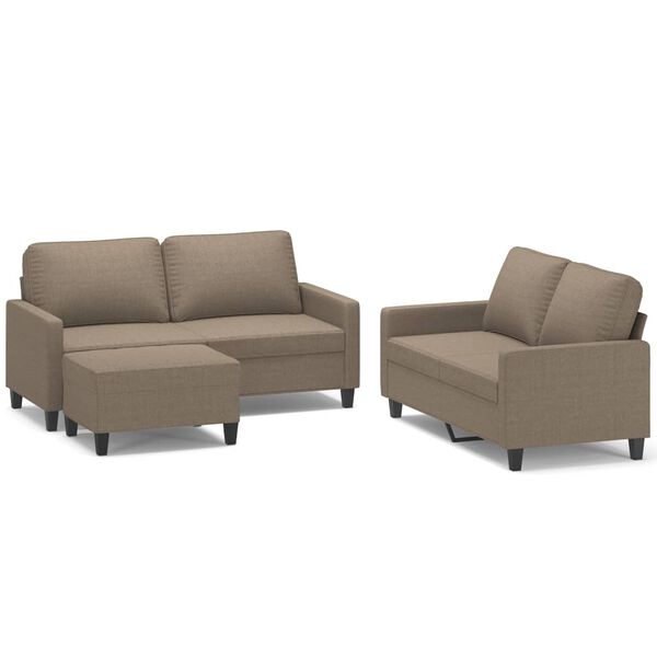 vidaXL Ensemble de canap&eacute;s 3 pcs avec coussins Taupe Tissu