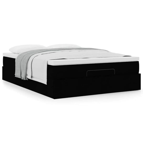 VidaXL Cadre de lit ottoman avec matelas noir 140x200 cm similicuir