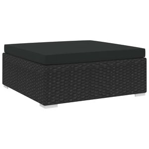 vidaXL Repose-pied sectionnel 1 pc avec coussin R&eacute;sine tress&eacute;e Noir