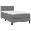 vidaXL Sommier &agrave; lattes de lit avec matelas Gris fonc&eacute; 90x200 cm Tissu