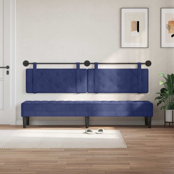 vidaXL T&ecirc;te de lit suspendue Bleu police 210 x 55 x 5 cm Velours