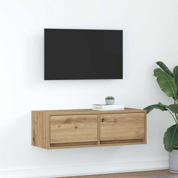vidaXL Meuble TV ch&ecirc;ne artisanal 80x31x25,5 cm bois d'ing&eacute;nierie