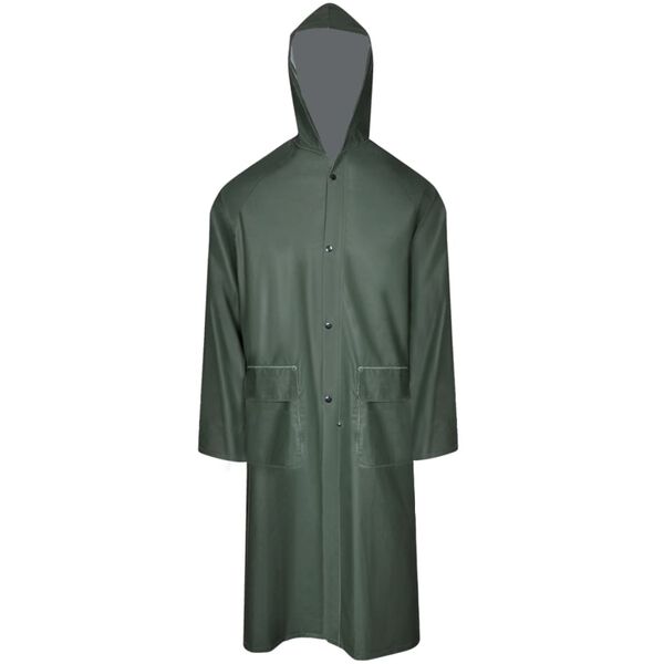 vidaXL Manteau de pluie long imperméable résistant à capuche vert M