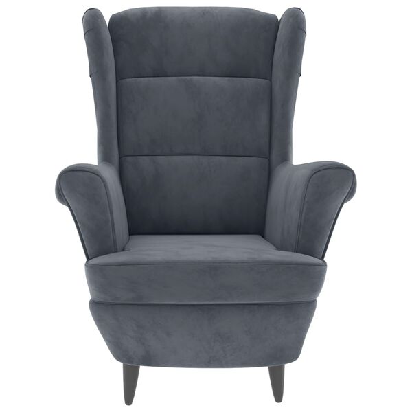 vidaXL Fauteuil gris foncé velours