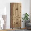 vidaXL Haut Armoire 2 pcs Ch&ecirc;ne artisanal Bois Agglom&eacute;r&eacute; et Verre