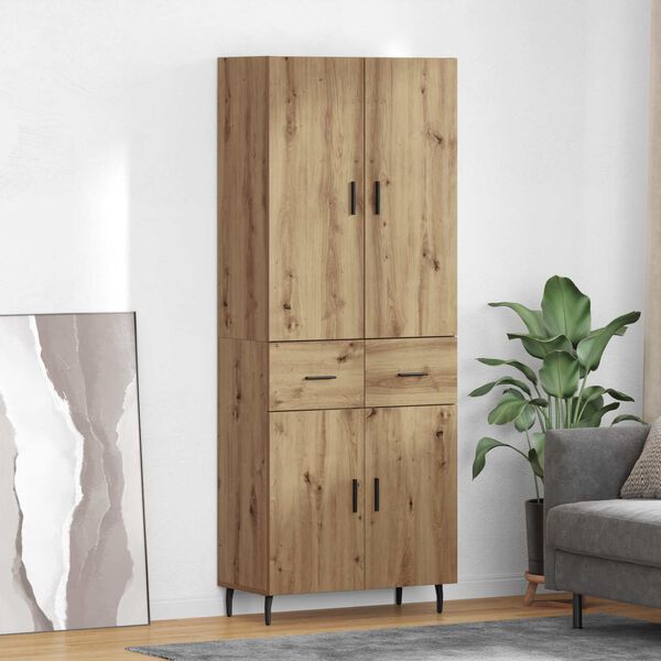 vidaXL Haut Armoire 2 pcs Ch&ecirc;ne artisanal Bois Agglom&eacute;r&eacute; et Verre