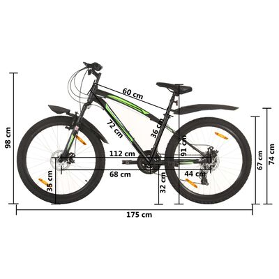 vidaXL Vélo de montagne 21 vitesses Roues de 26 pouces 36 cm Noir