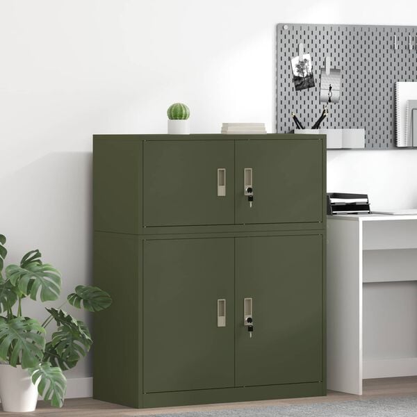 vidaXL Armoire de rangement Vert olive 90 x 40 x 40 cm Acier
