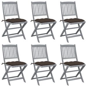 vidaXL Chaises pliables d'ext&eacute;rieur lot de 6 et coussins Bois d'acacia