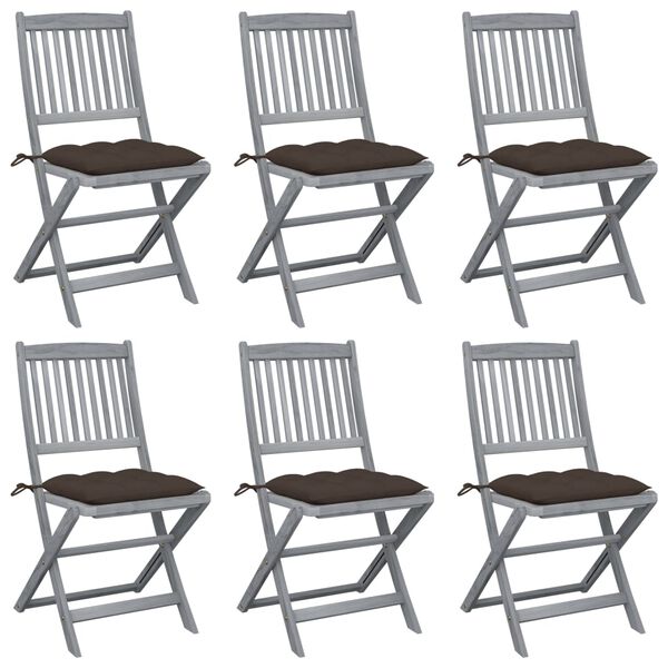 vidaXL Chaises pliables d'ext&eacute;rieur lot de 6 et coussins Bois d'acacia