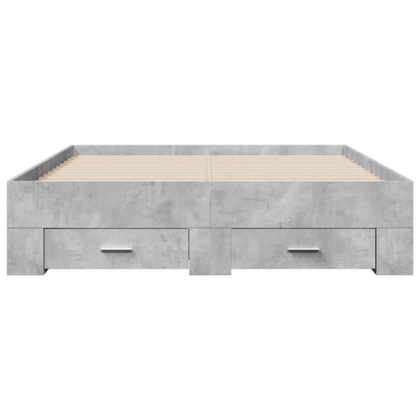 vidaXL Cadre de lit avec tiroirs sans matelas gris b&eacute;ton 135x190 cm