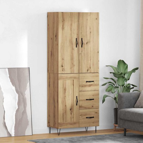 vidaXL Haut Armoire 2 pcs Ch&ecirc;ne artisanal Bois d'ing&eacute;nierie et verre