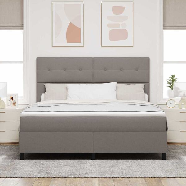 vidaXL Lit &agrave; ressorts avec matelas Taupe 180 x 200 cm tissu