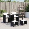 vidaXL Ensemble &agrave; manger de jardin coussins 5pcs Noir R&eacute;sine tress&eacute;e