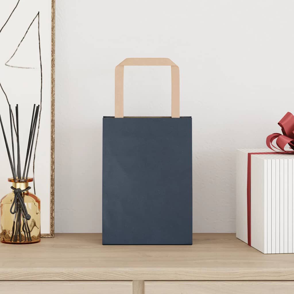 vidaXL Sacs en papier kraft 50 pcs avec poignées bleu 15x8x21 cm