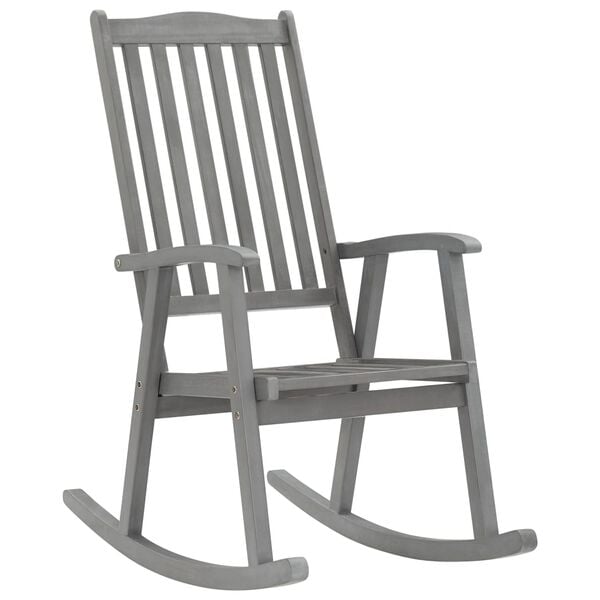 vidaXL Chaise &agrave; bascule avec coussins Gris Bois d'acacia massif