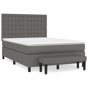 vidaXL Sommier &agrave; lattes de lit avec matelas Gris 140x200 cm Similicuir
