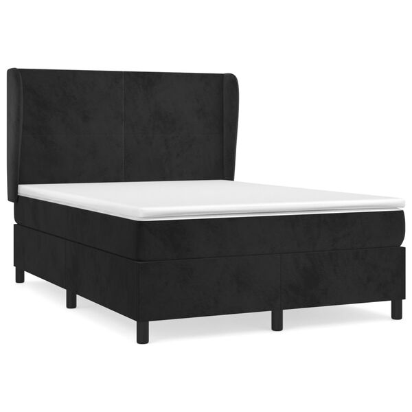 vidaXL Sommier &agrave; lattes de lit avec matelas Noir 140x190 cm Velours