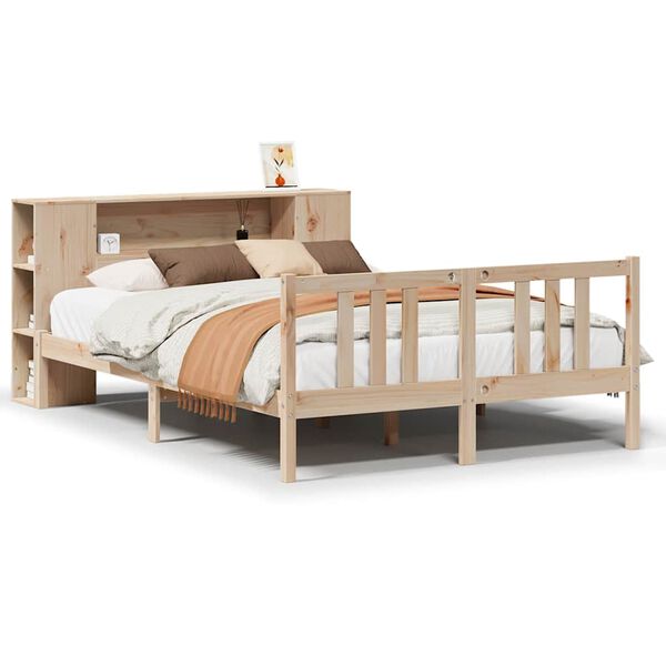 vidaXL Lit biblioth&egrave;que sans matelas 135x190 cm bois de pin massif