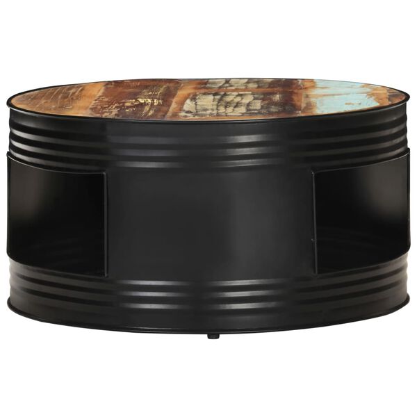 vidaXL Table basse Noir 68x68x36 cm Bois de récupération massif