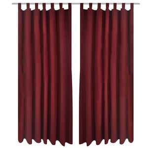 vidaXL 2 pcs Rideau &agrave; Passant Micro Satin Bordeaux 140 x 175 cm