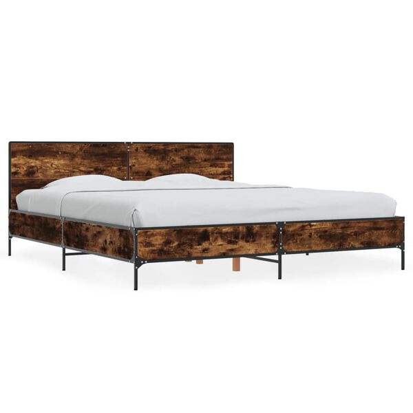 vidaXL Cadre de lit sans matelas ch&ecirc;ne fum&eacute; 180x200 cm